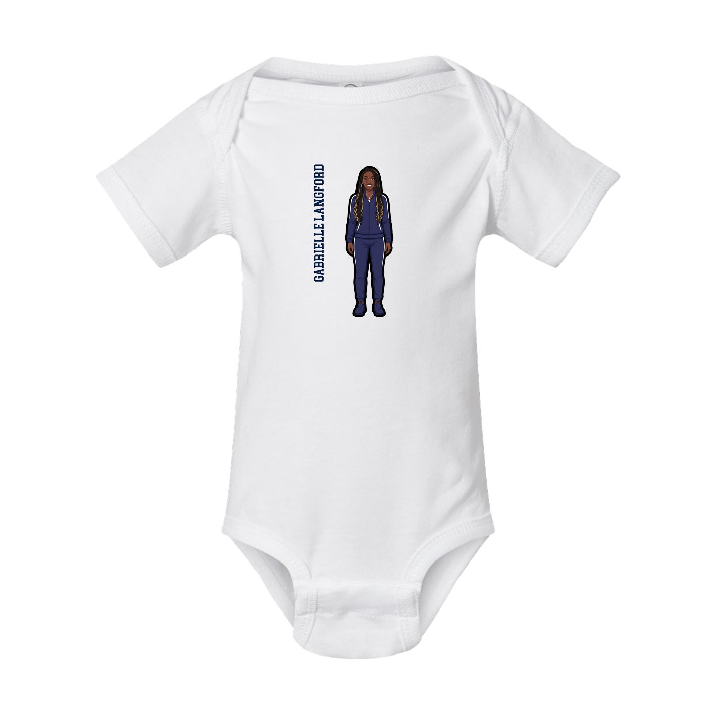 Baby Onesie — Name Vertical in White