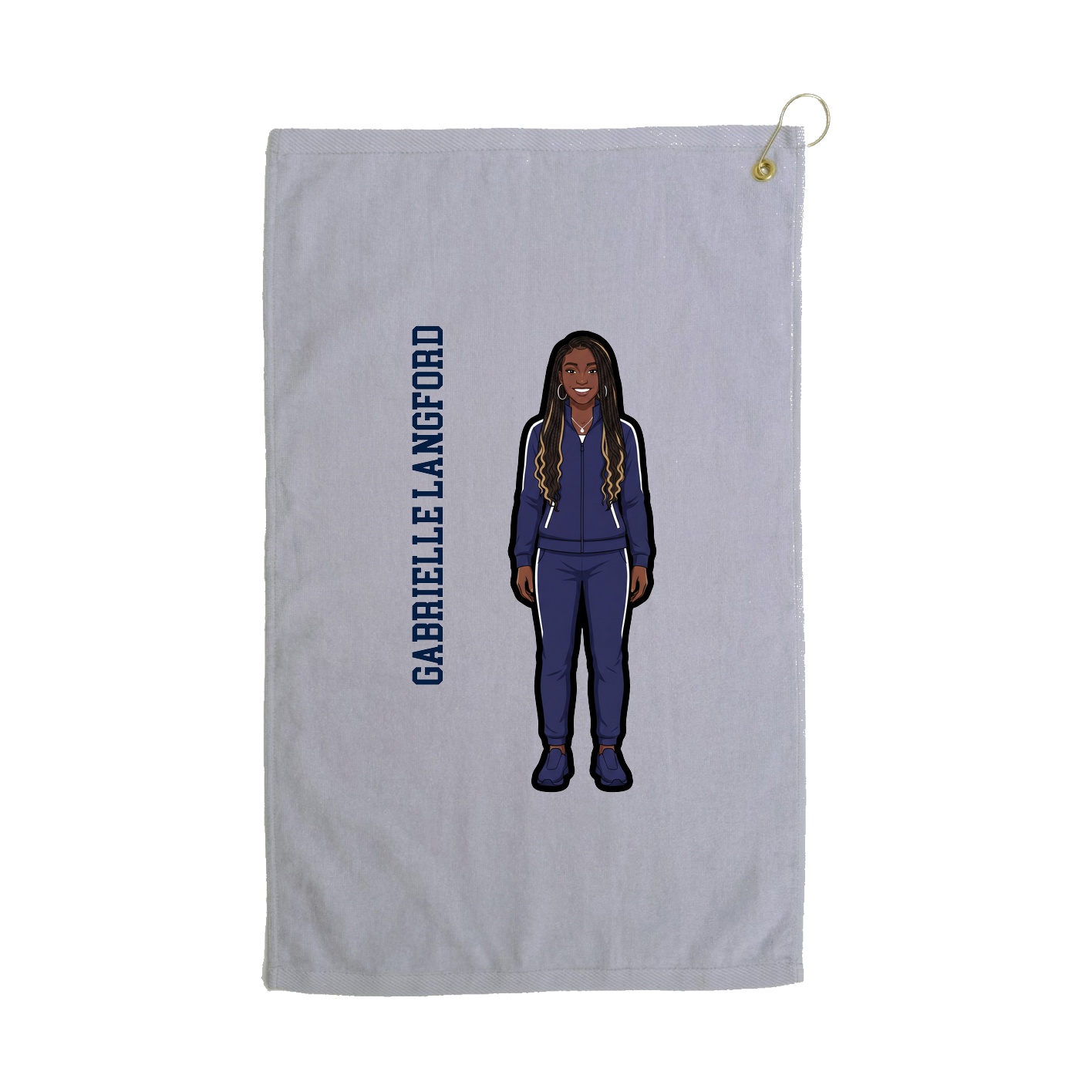 Golf Towel — Name Vertical in Grey