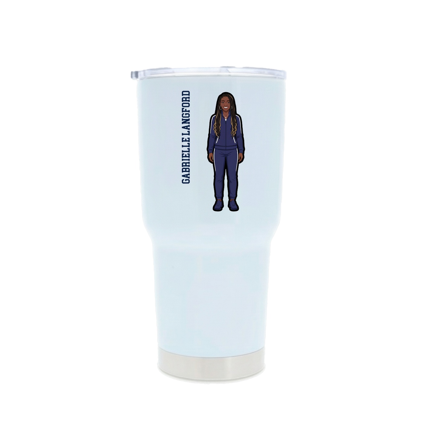 30oz Stainless Steel Tumbler — Name Vertical in White