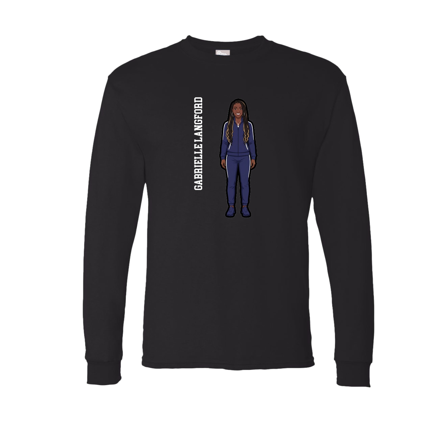 Long Sleeve Tee — Name Vertical in Black