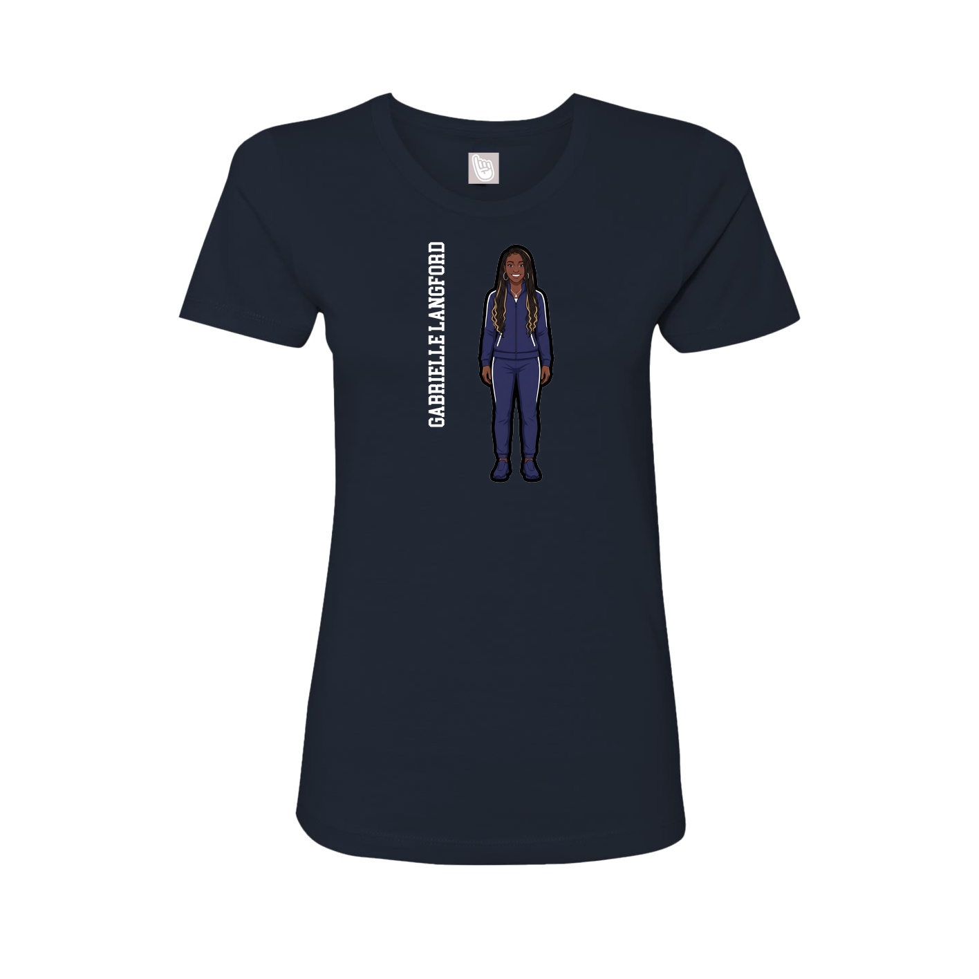 Womens Tee — Name Vertical in Navy