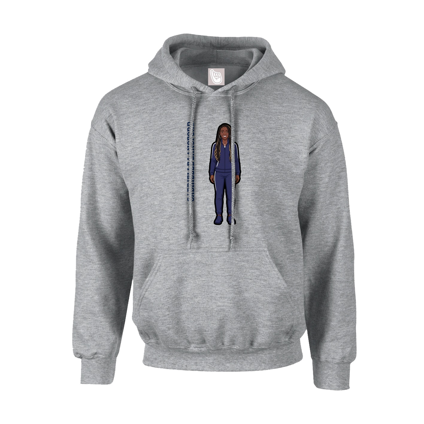Hoodie — Name Vertical in Grey