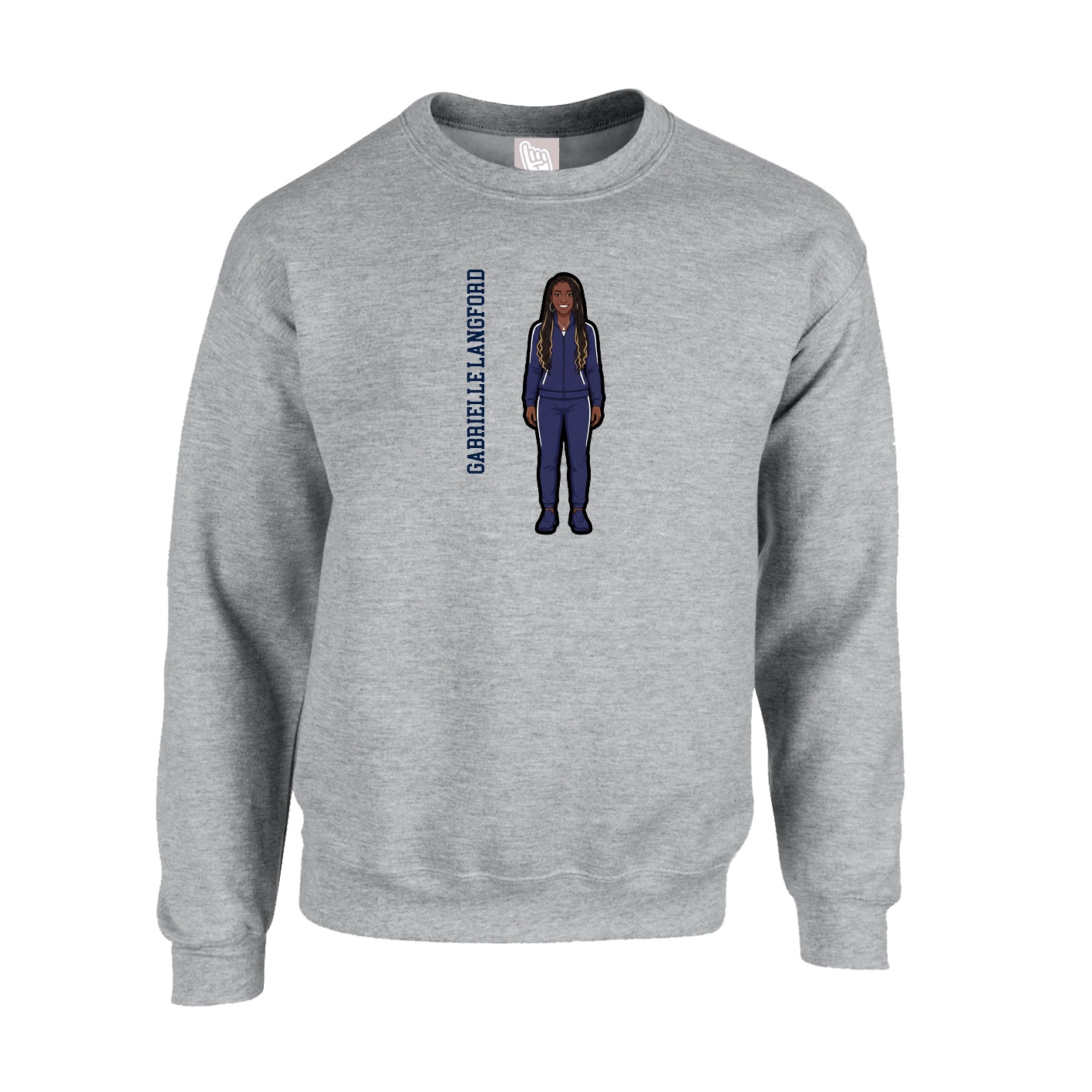 Fleece Crew — Name Vertical in Grey