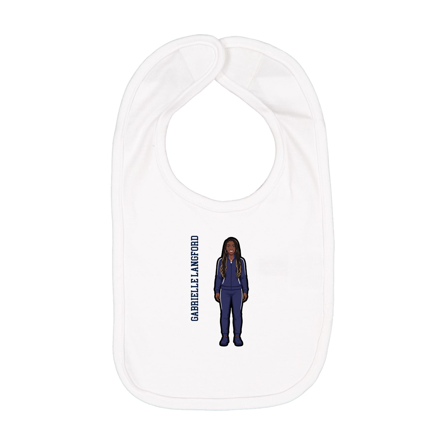 Infant Bib — Name Vertical in White