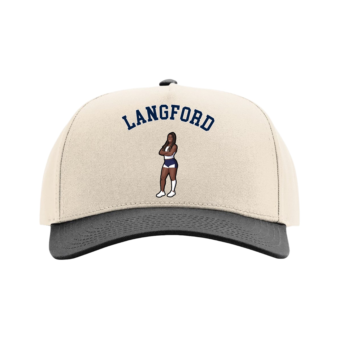 Full Fabric Five-Panel Champ Cap — Shirsey Arch in Cream/Black