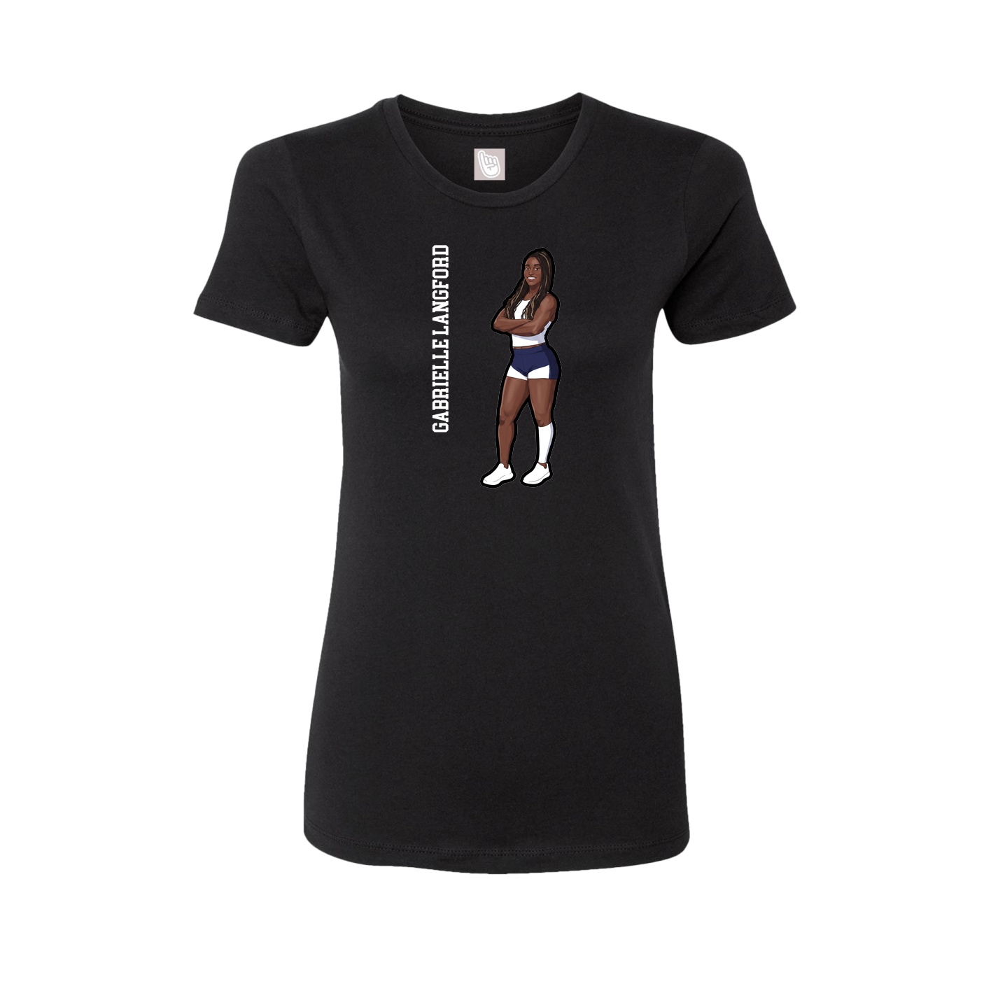 Womens Tee — Name Vertical in Black