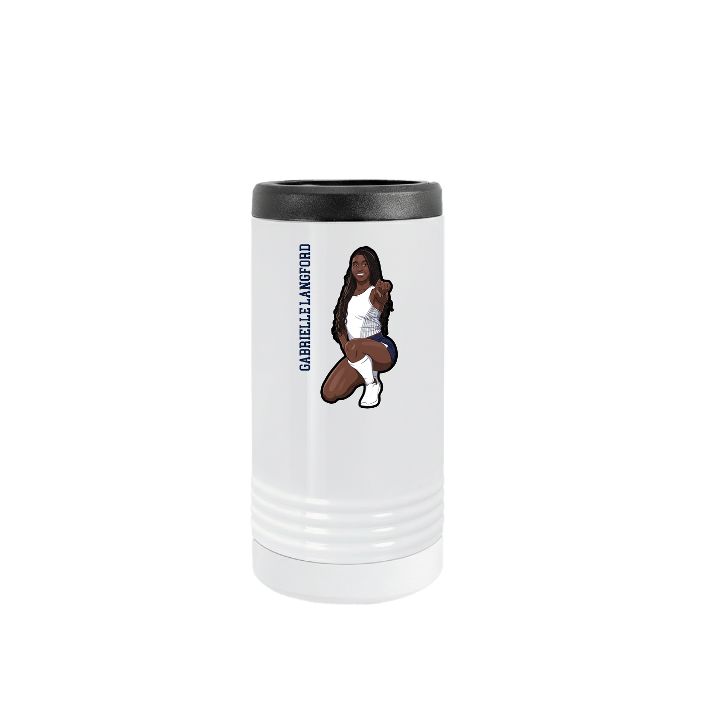 Slim Beverage Holder — Name Vertical in White