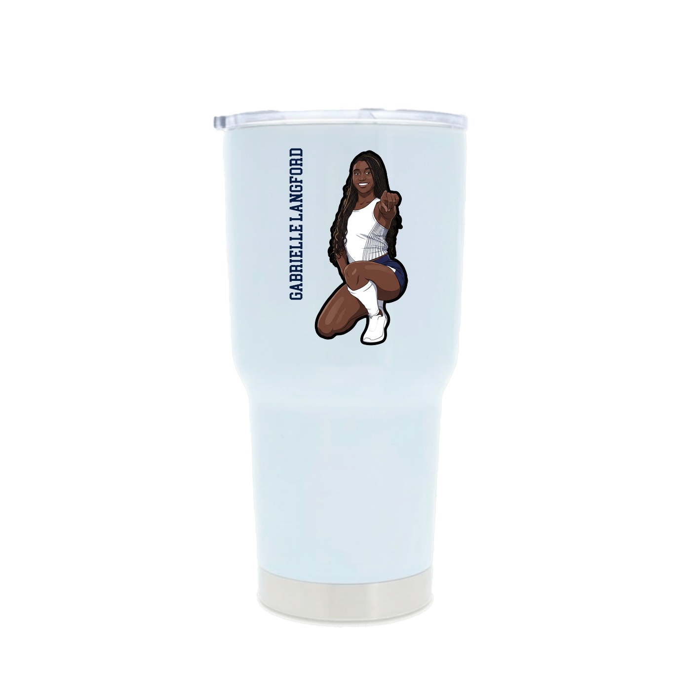 30oz Stainless Steel Tumbler — Name Vertical in White