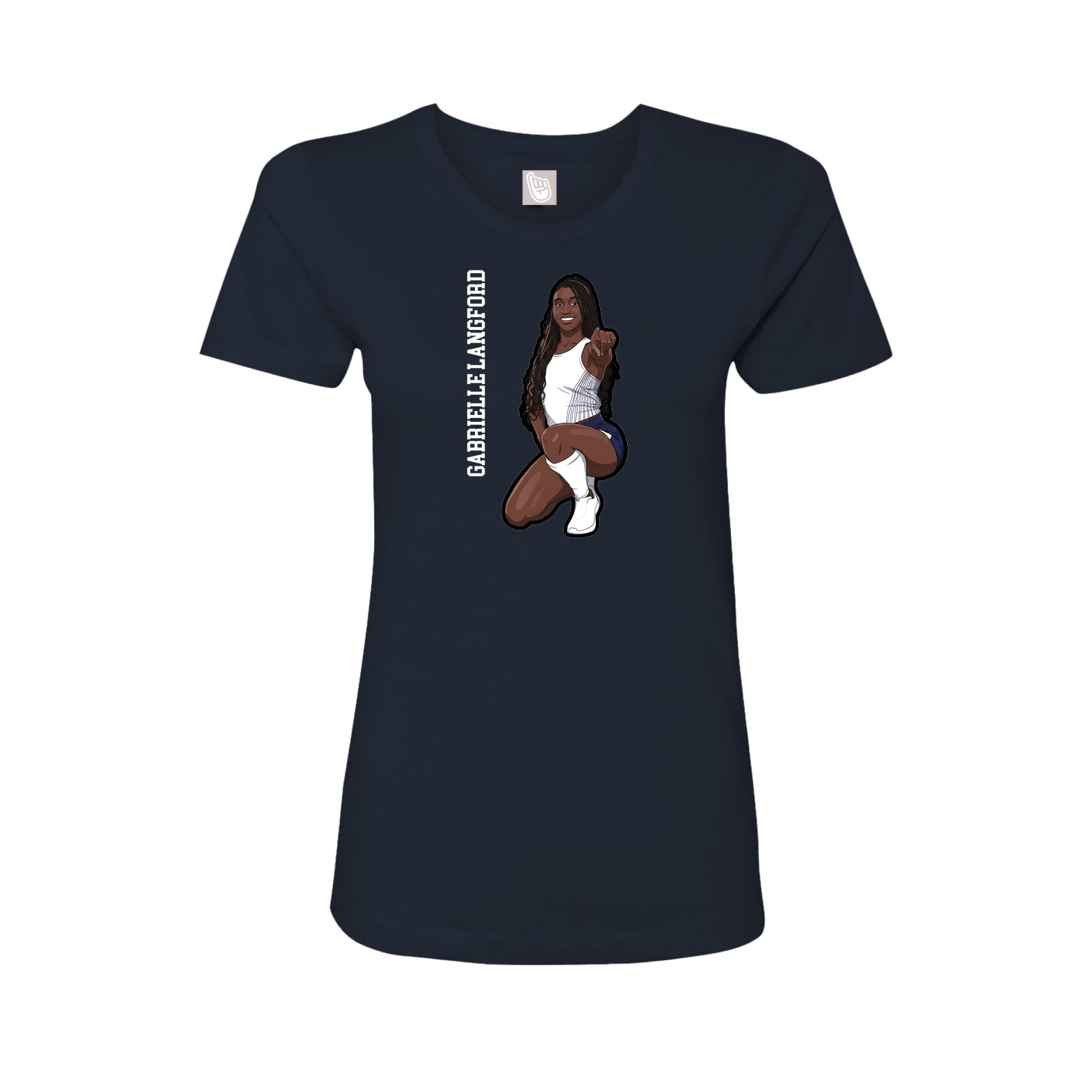 Fitted Women's Tee — Name Vertical in Navy