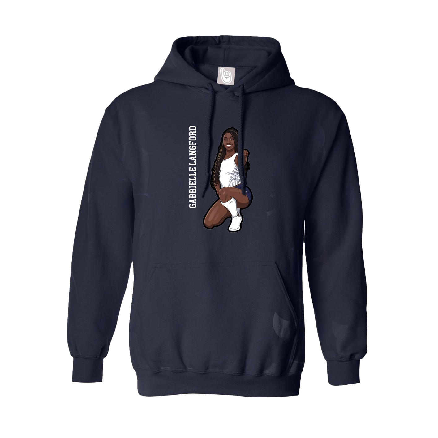 Hoodie — Name Vertical in Navy