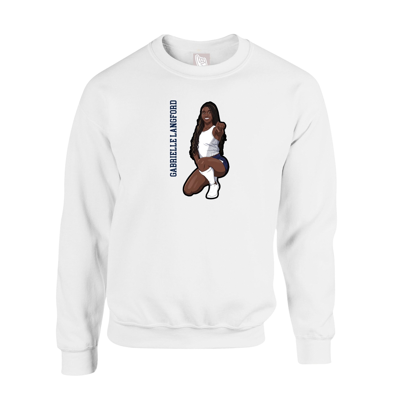 Fleece Crew — Name Vertical in White