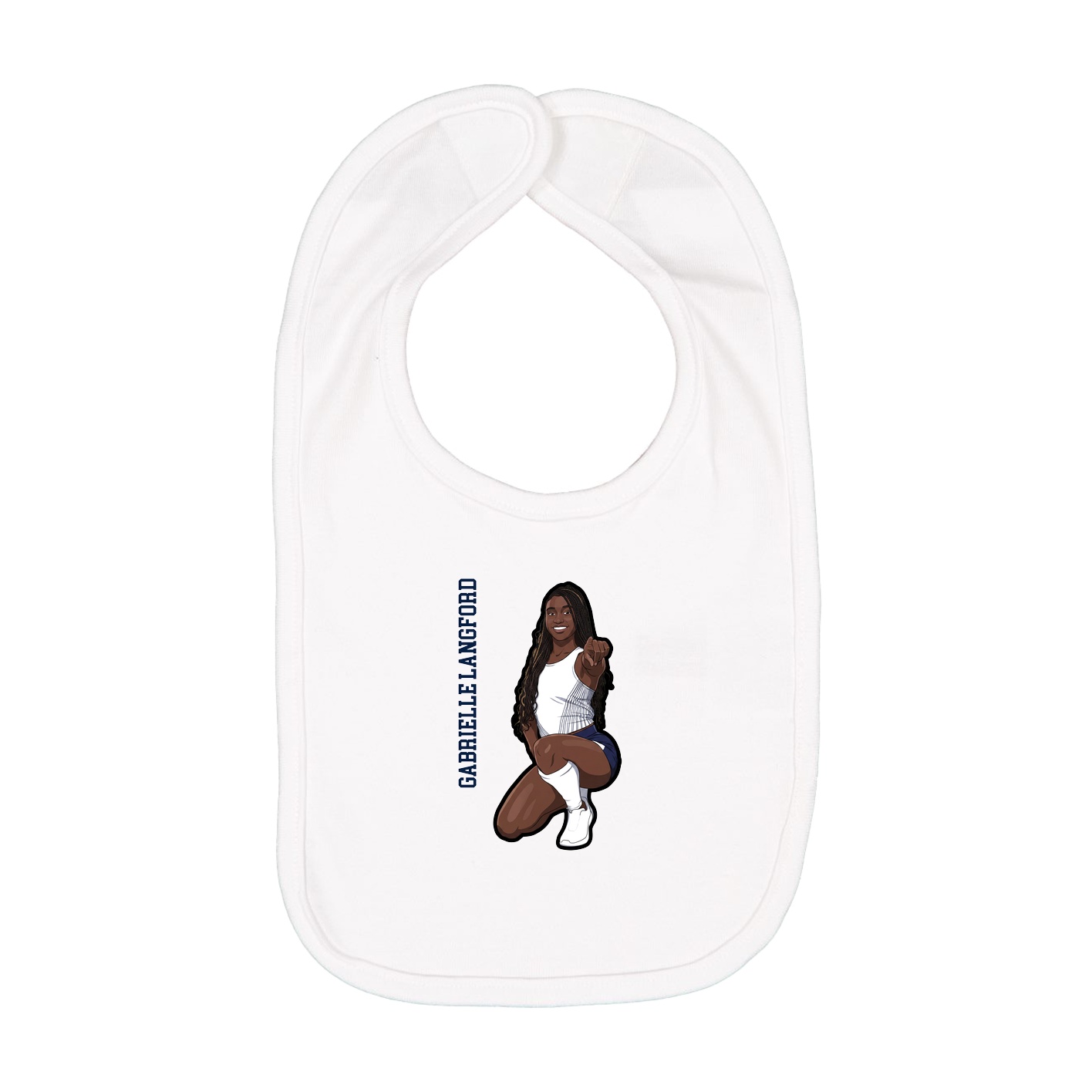 Infant Bib — Name Vertical in White