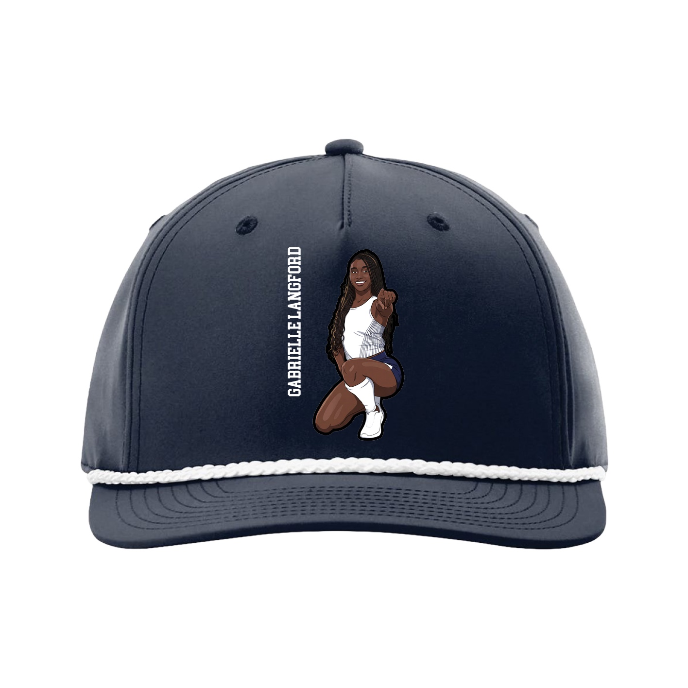 Five-Panel Classic Rope Cap — Name Vertical in Navy