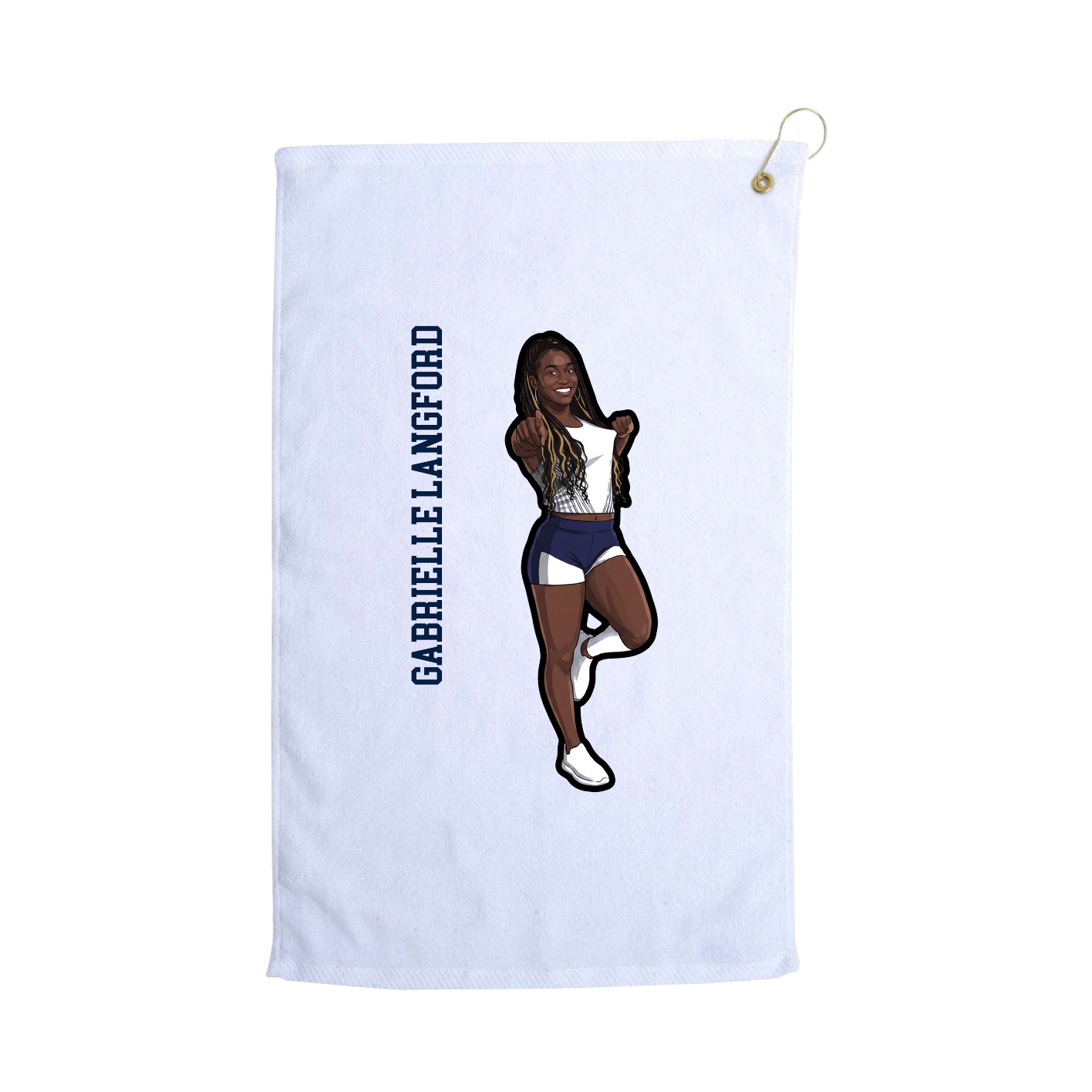 Golf Towel — Name Vertical in White