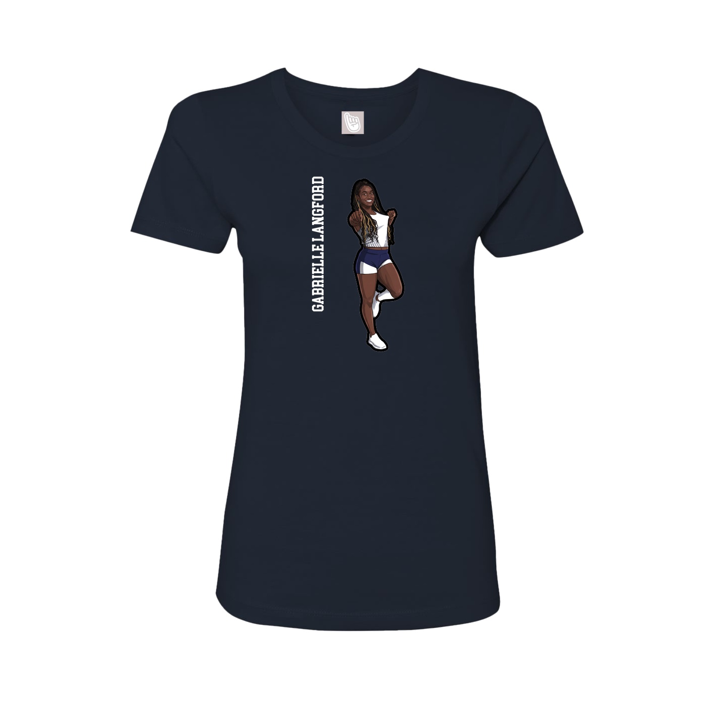Womens Tee — Name Vertical in Navy