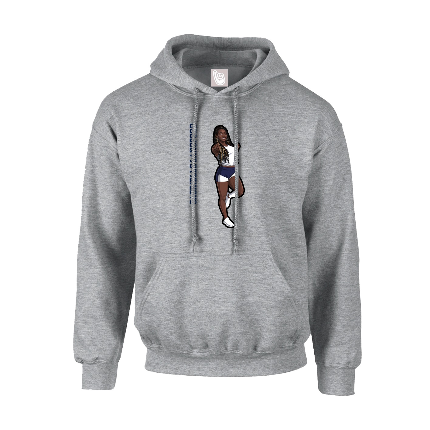 Hoodie — Name Vertical in Grey