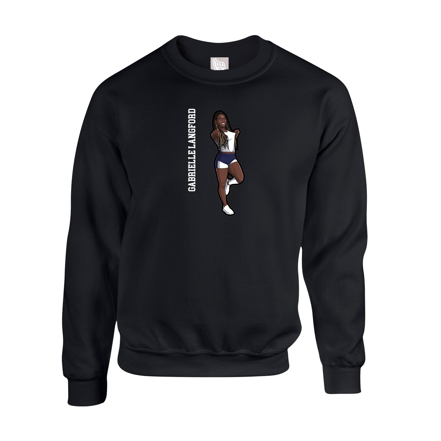 Fleece Crew — Name Vertical in Black