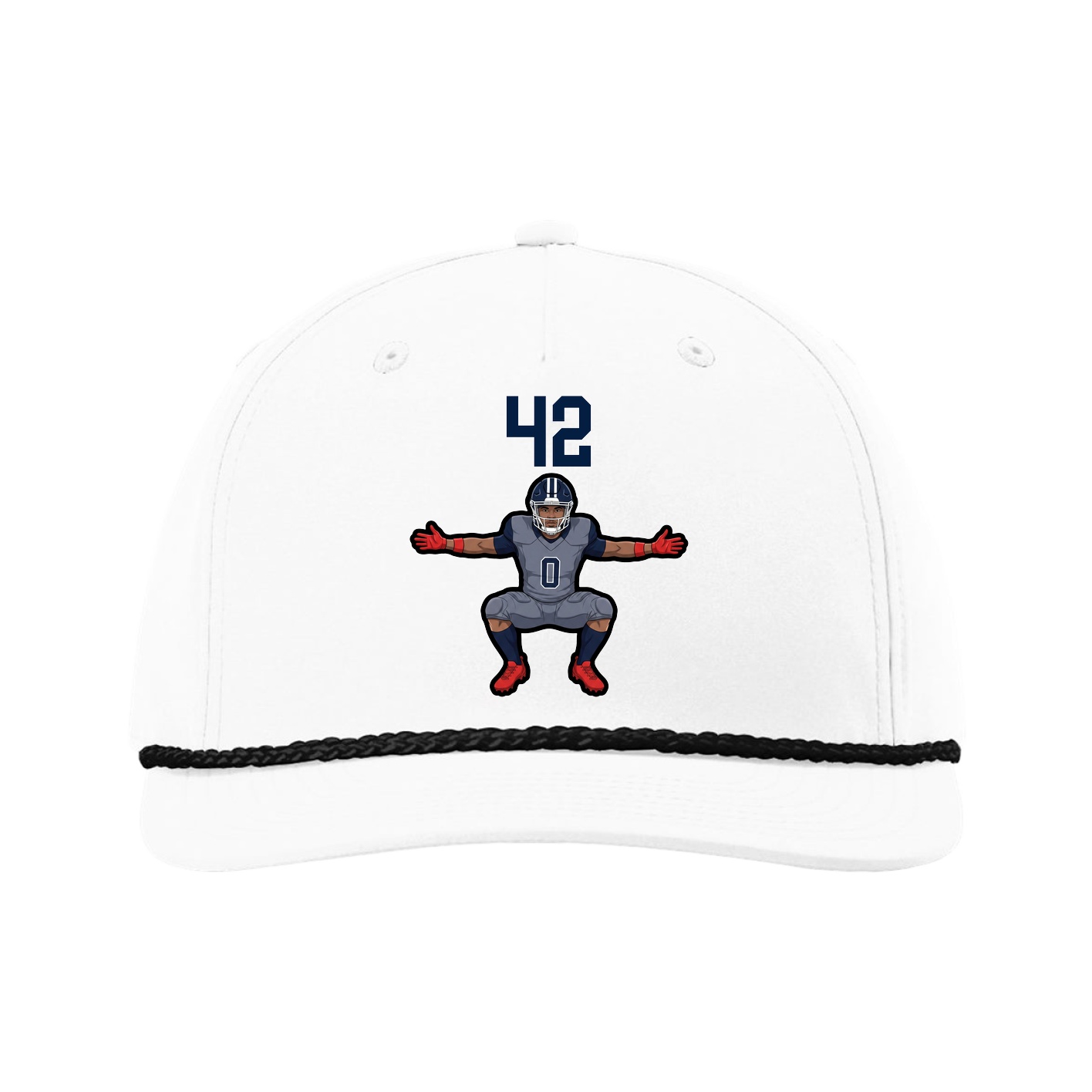 Five-Panel Classic Rope Cap — Number Top in White