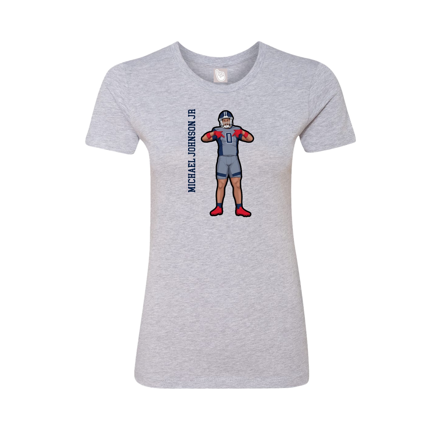 Fitted Women's Tee — Name Vertical in Grey