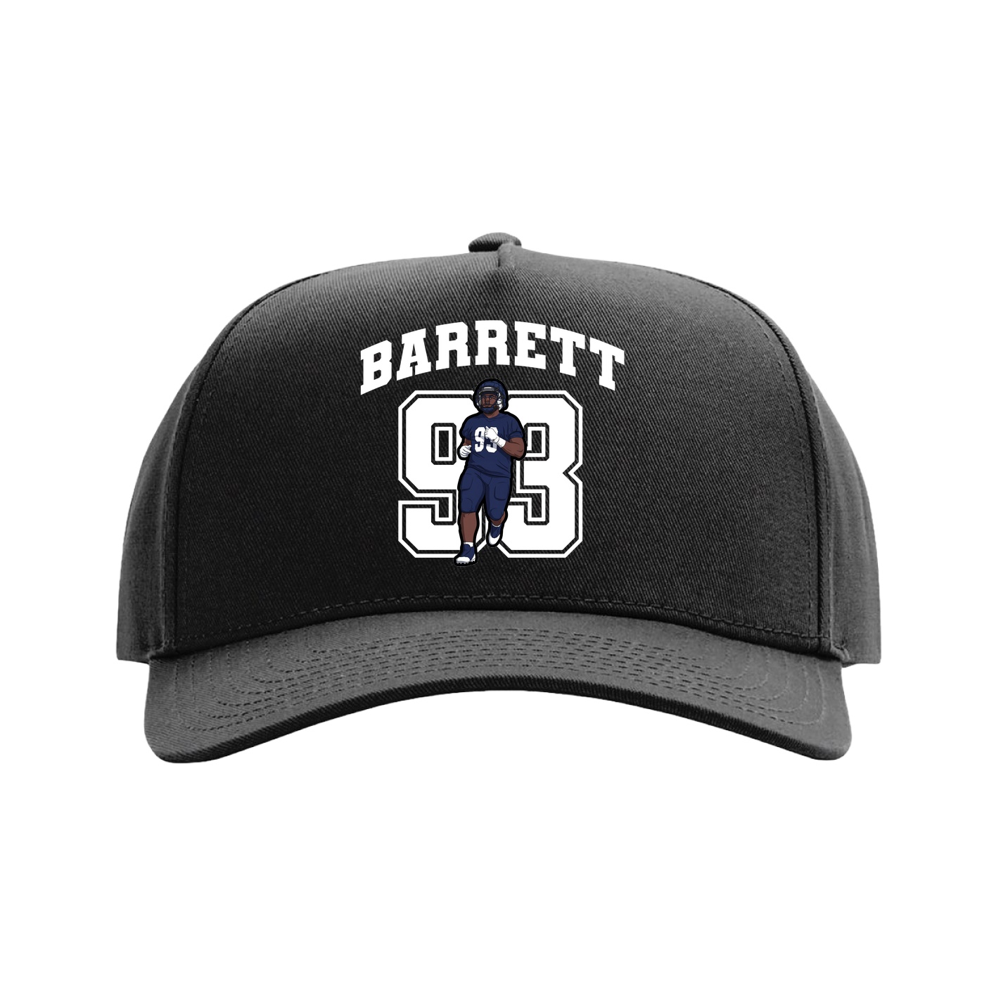 Full Fabric Five-Panel Champ Cap — Number in Black