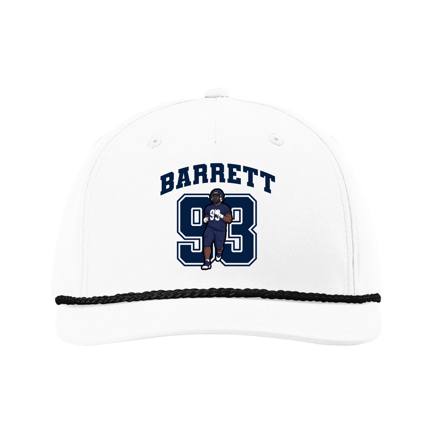 Five-Panel Classic Rope Cap — Number in White