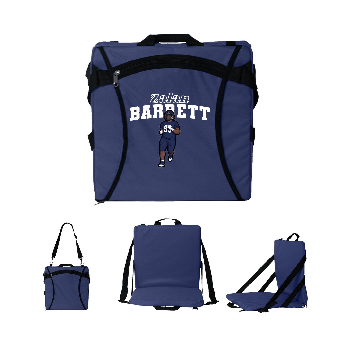 Folding Stadium Seat — Name Arch in Navy