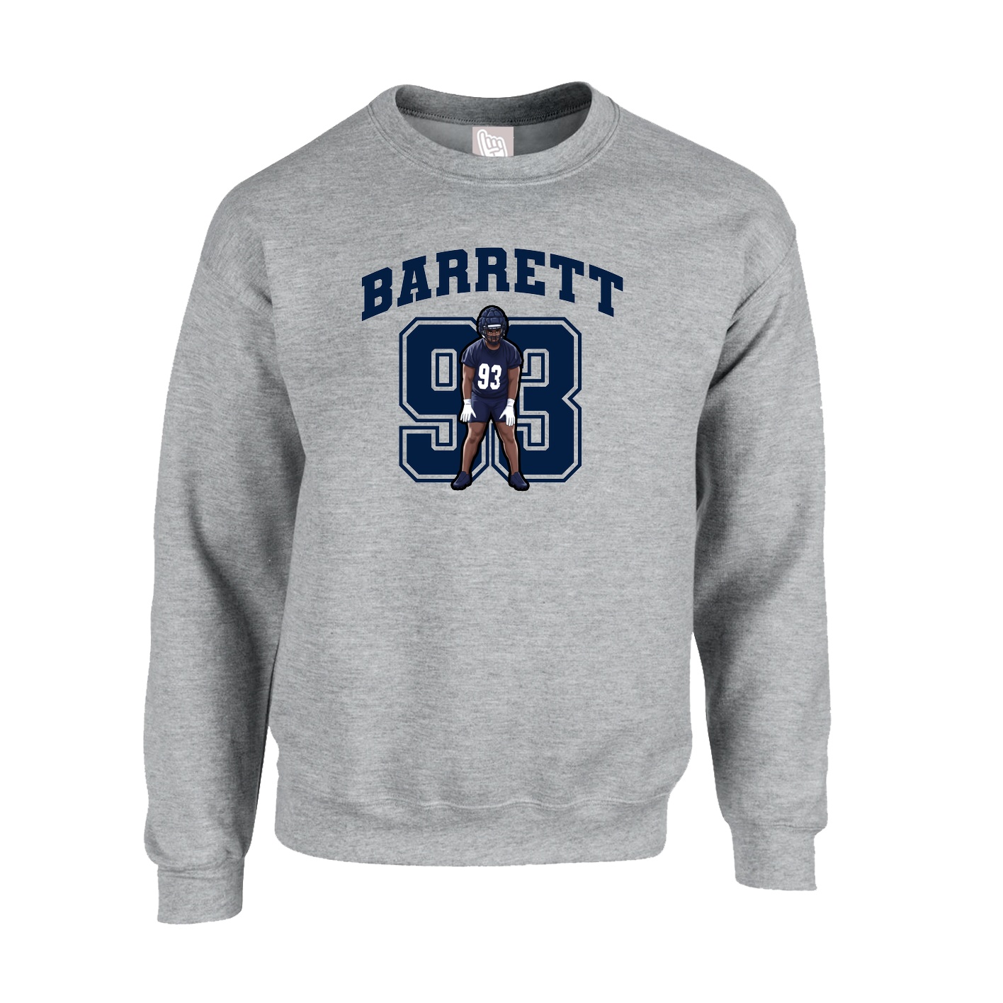 Fleece Crew — Number in Grey