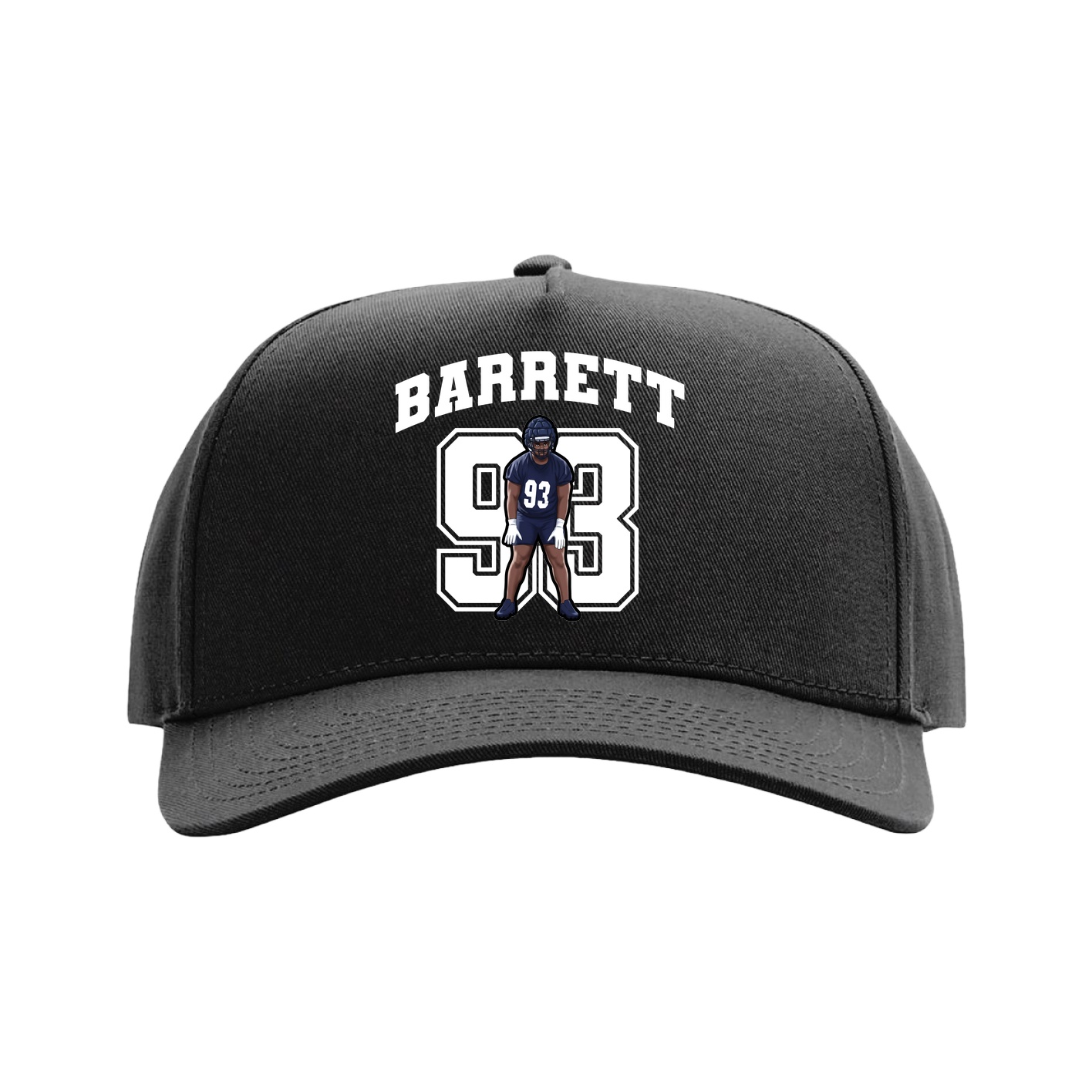 Full Fabric Five-Panel Champ Cap — Number in Black