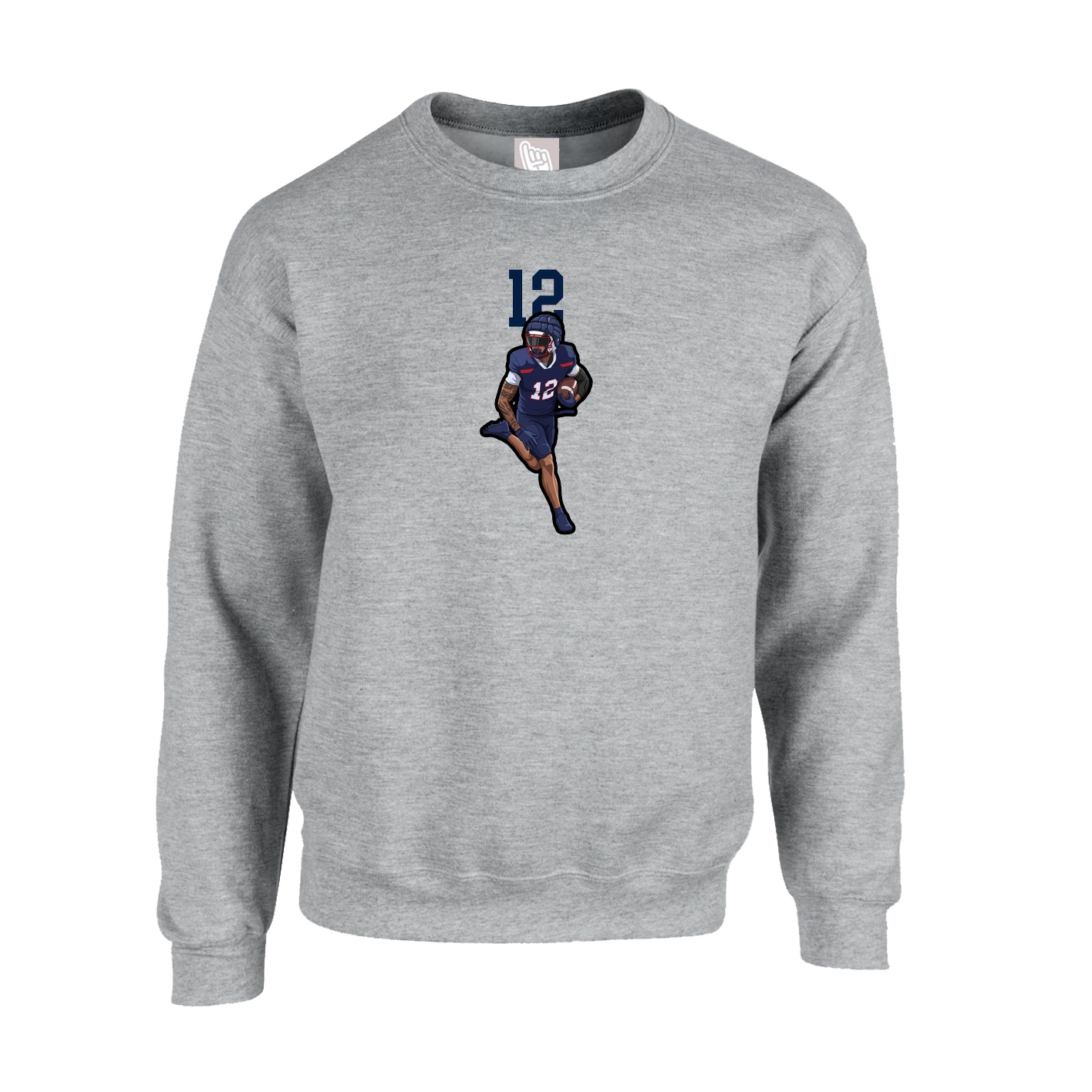 Fleece Crew — Number Top in Grey