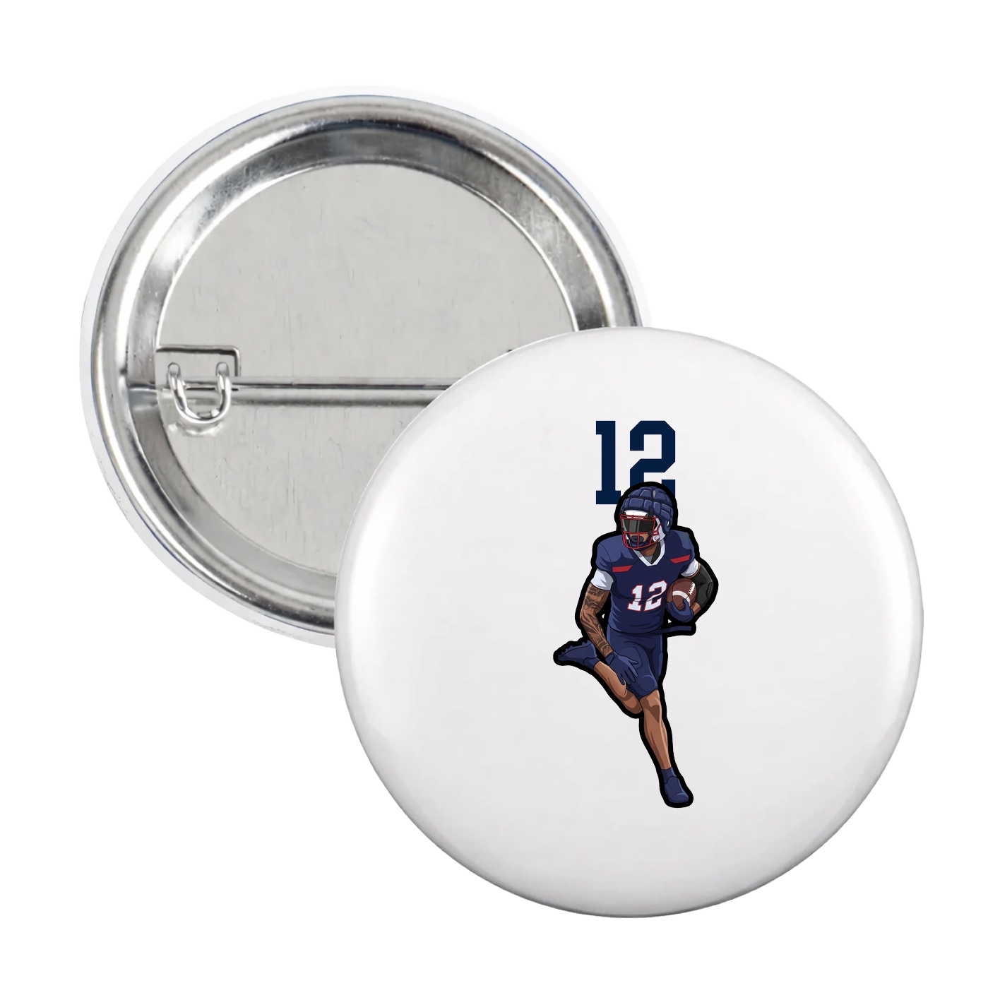 Game Day Button — Number Top in White