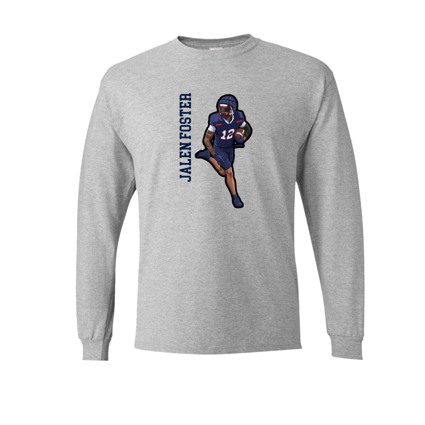 Long Sleeve Tee — Name Vertical in Grey
