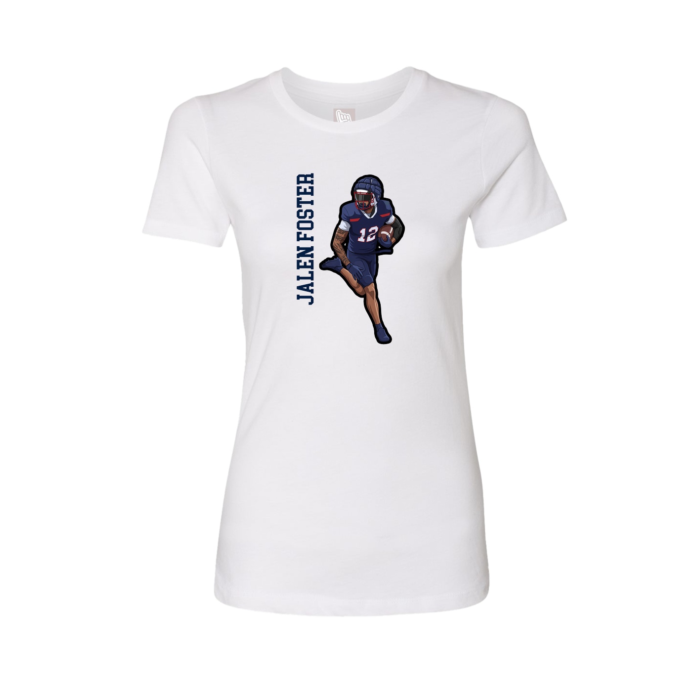 Fitted Women's Tee — Name Vertical in White