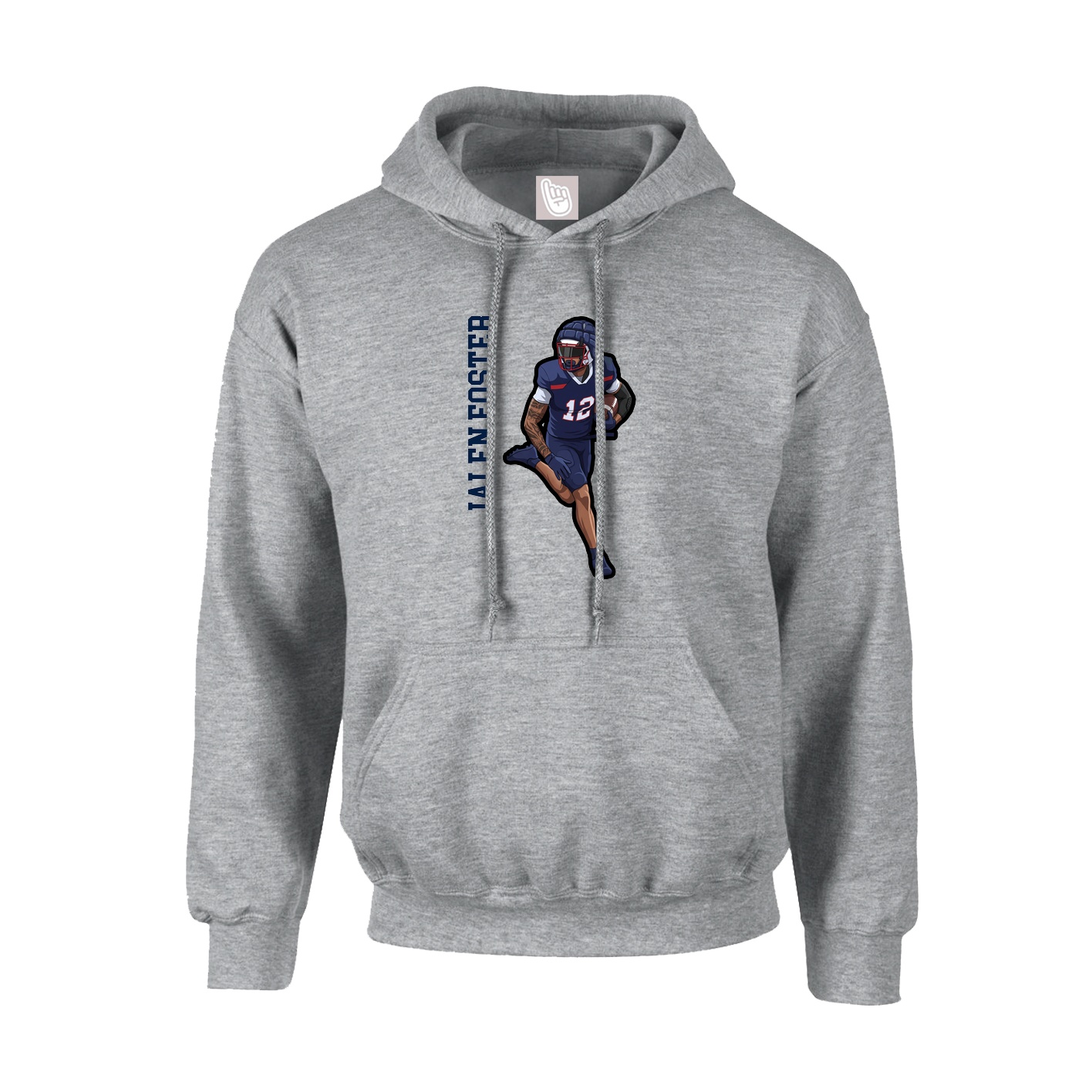 Hoodie — Name Vertical in Grey