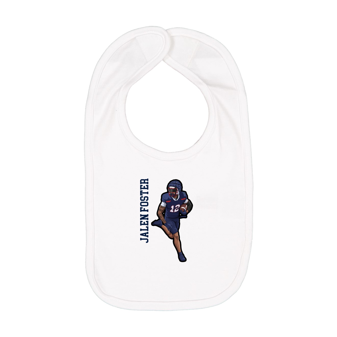 Infant Bib — Name Vertical in White