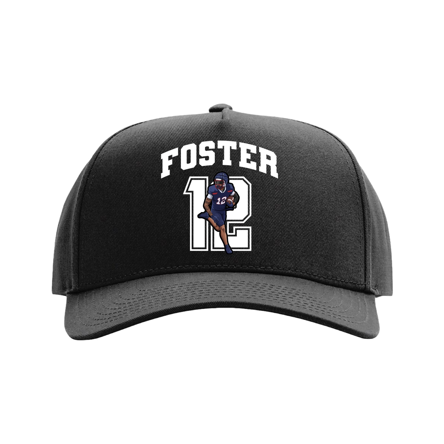 Full Fabric Five-Panel Champ Cap — Number in Black