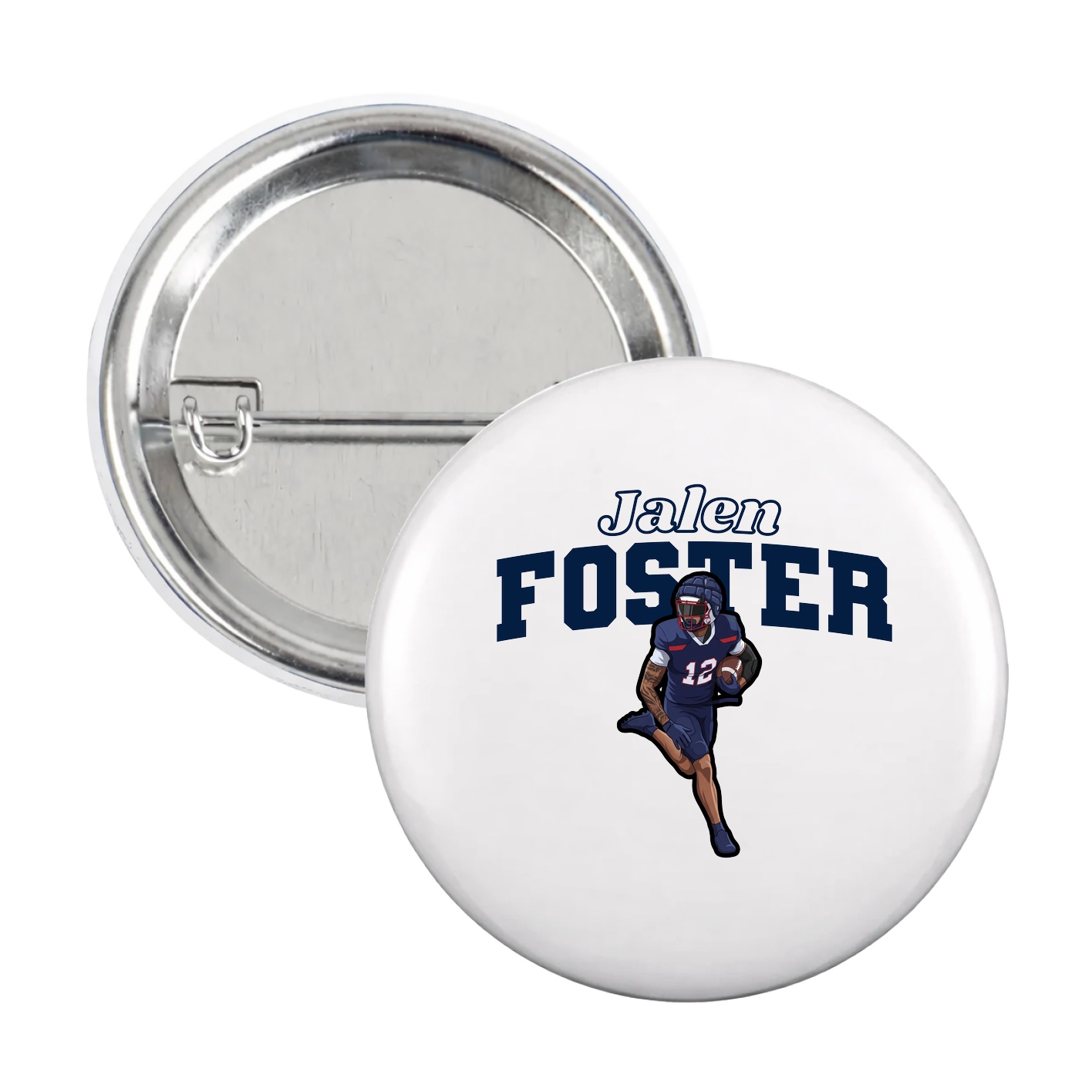 Game Day Button — Name Arch in White