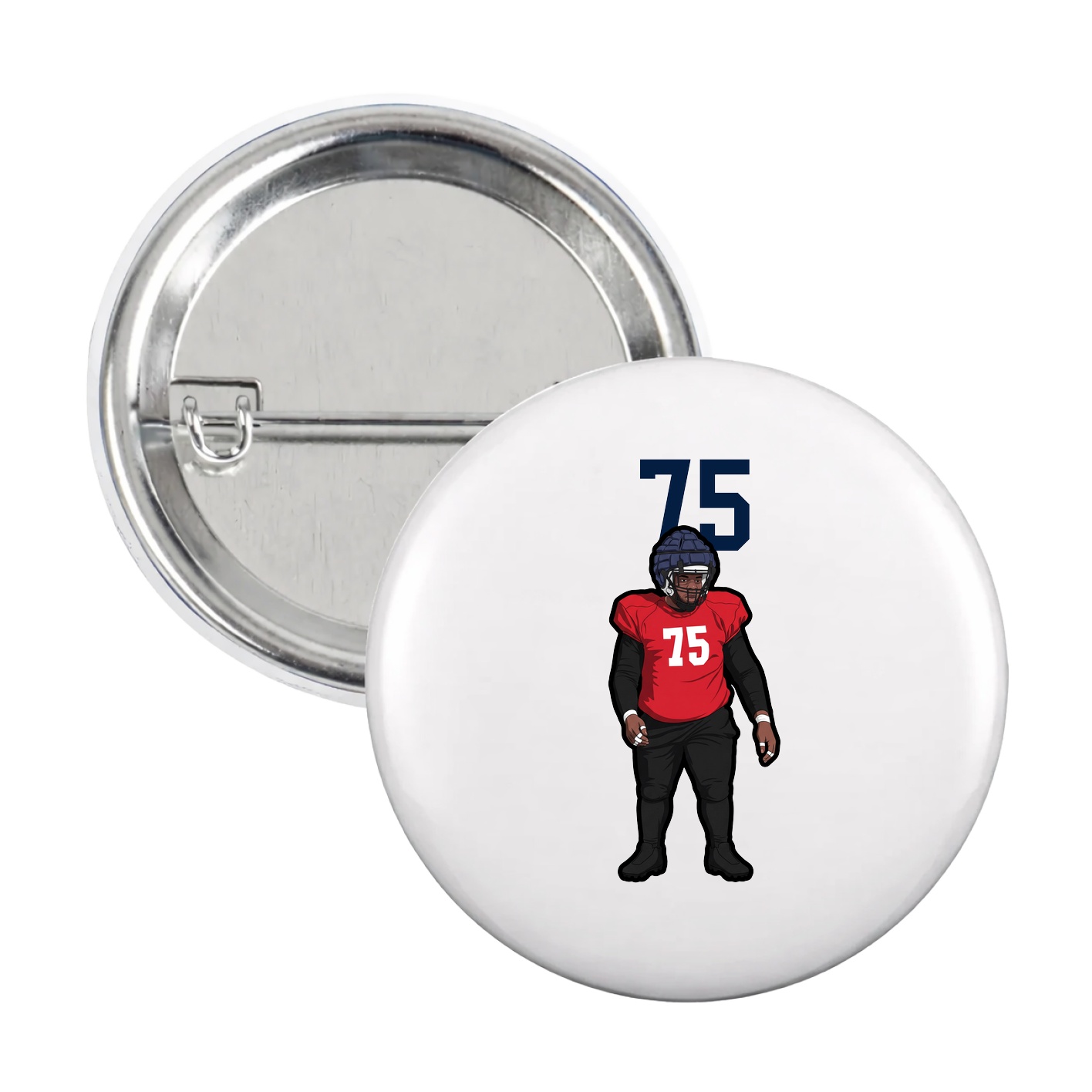 Game Day Button — Number Top in White