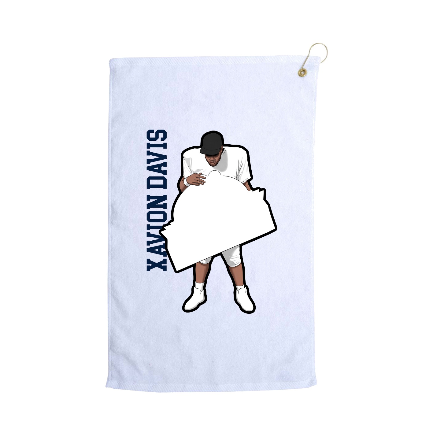 Golf Towel — Name Vertical in White