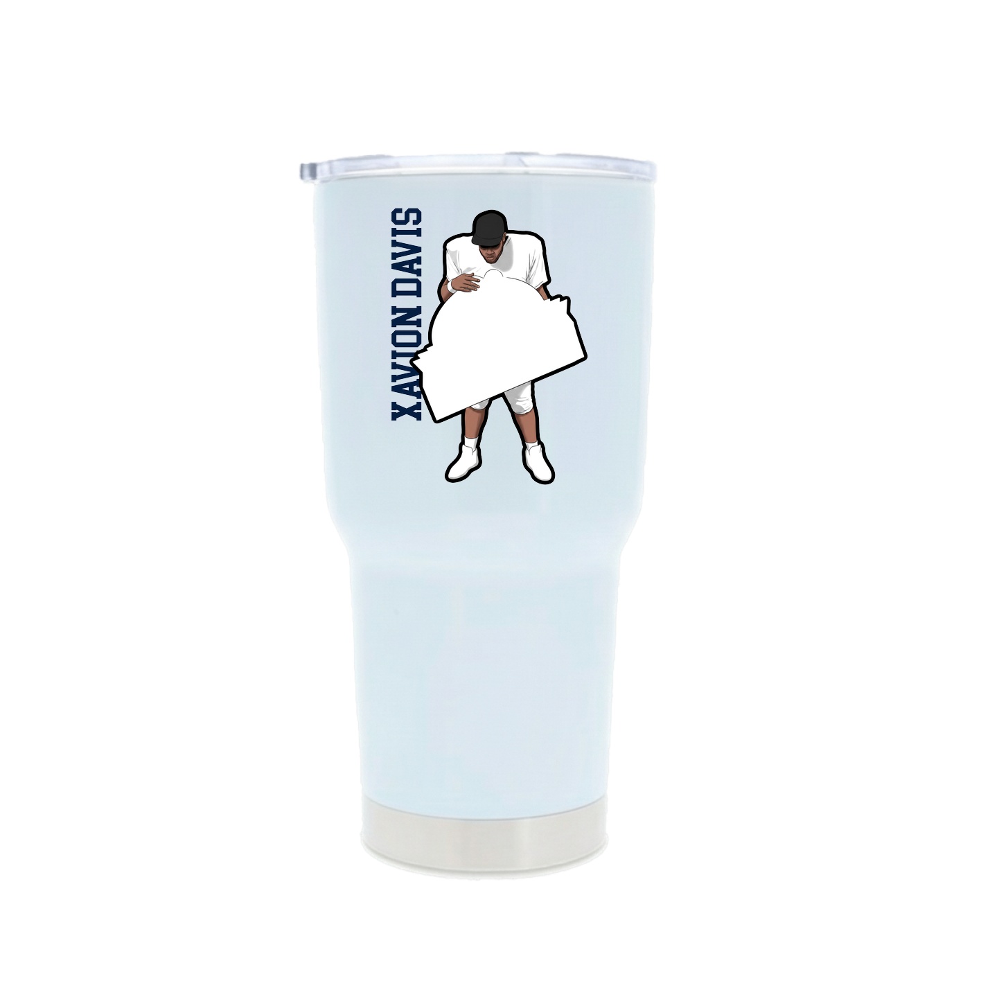 30oz Stainless Steel Tumbler — Name Vertical in White