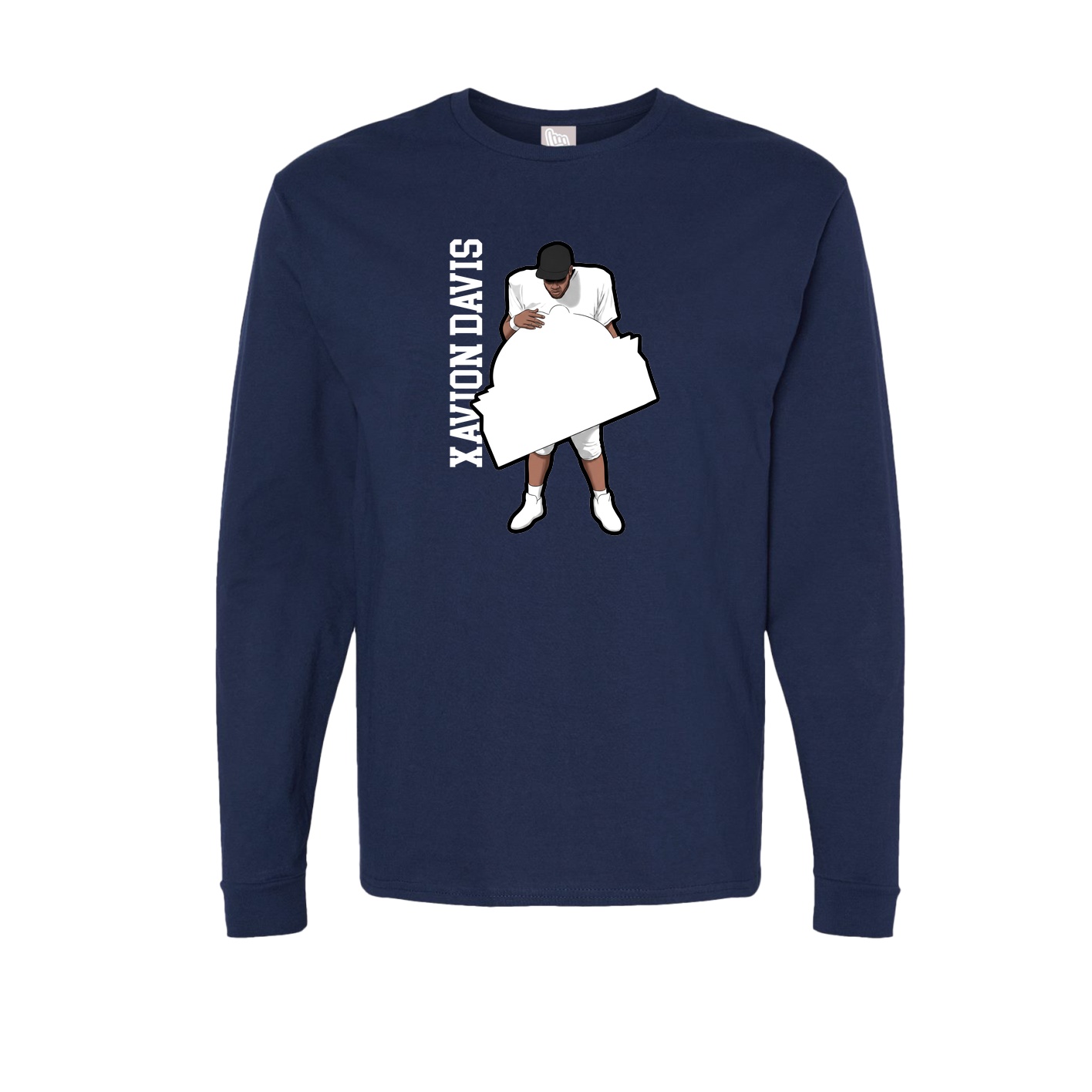 Long Sleeve Tee — Name Vertical in Navy