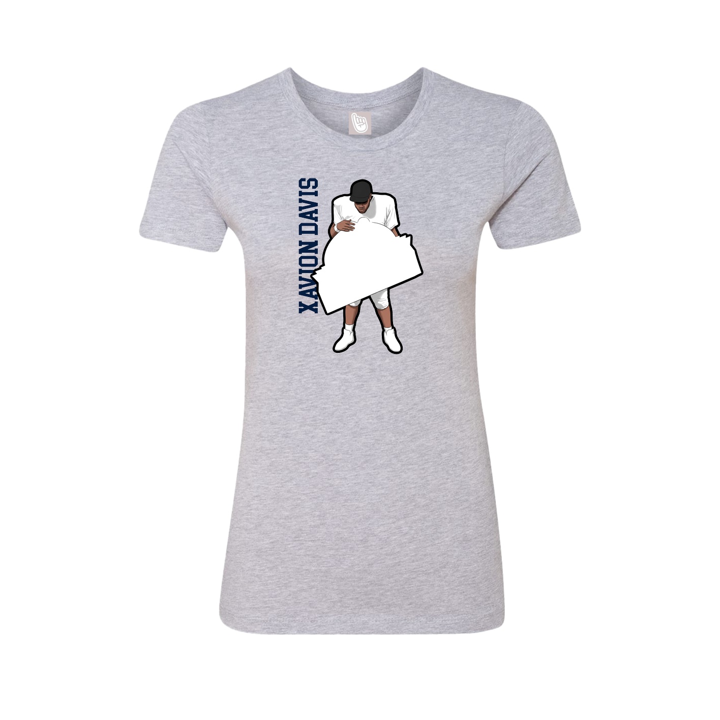 Fitted Women's Tee — Name Vertical in Grey
