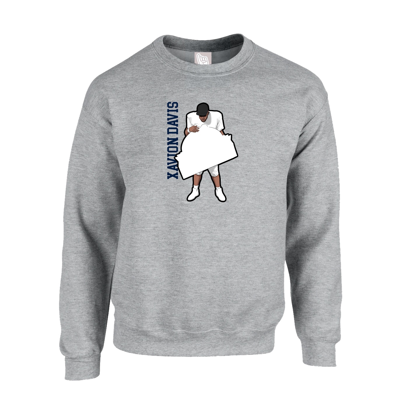 Fleece Crew — Name Vertical in Grey