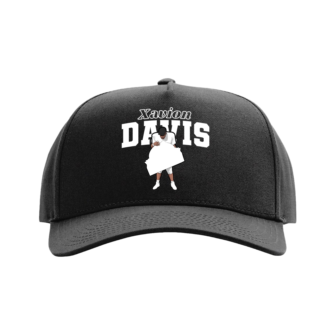 Full Fabric Five-Panel Champ Cap — Name Arch in Black