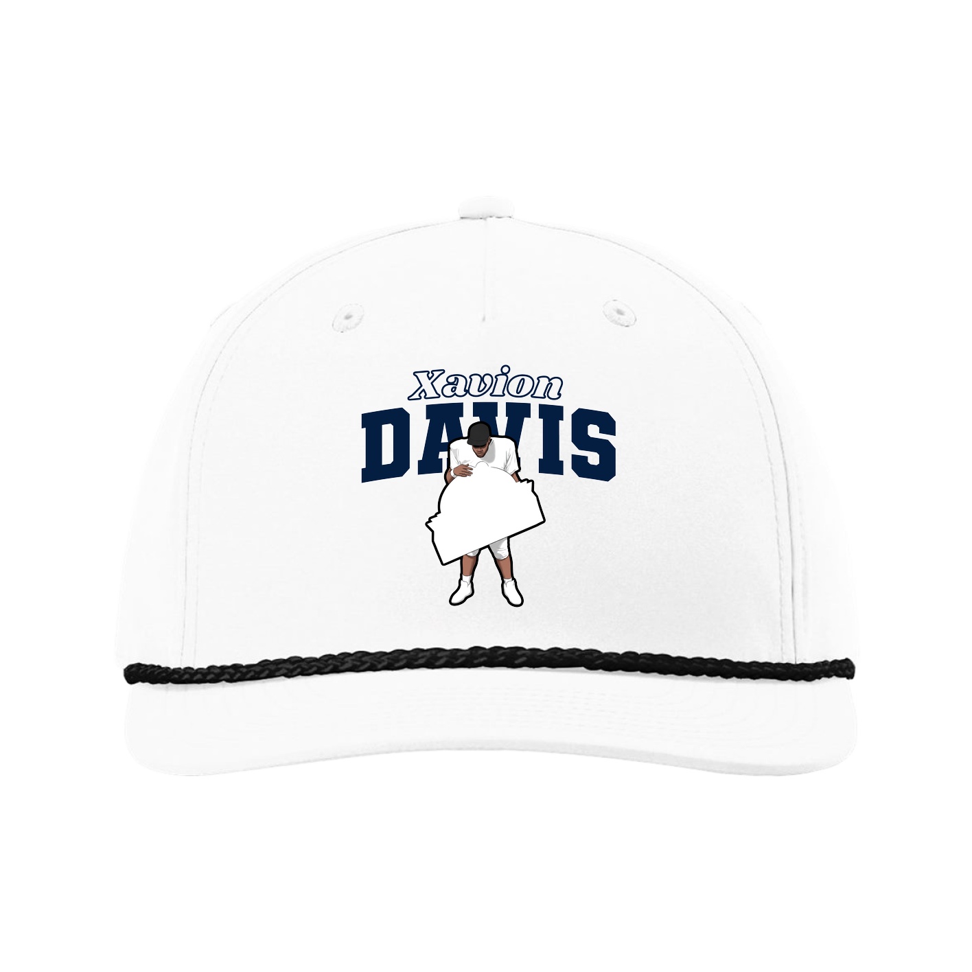 Five-Panel Classic Rope Cap — Name Arch in White