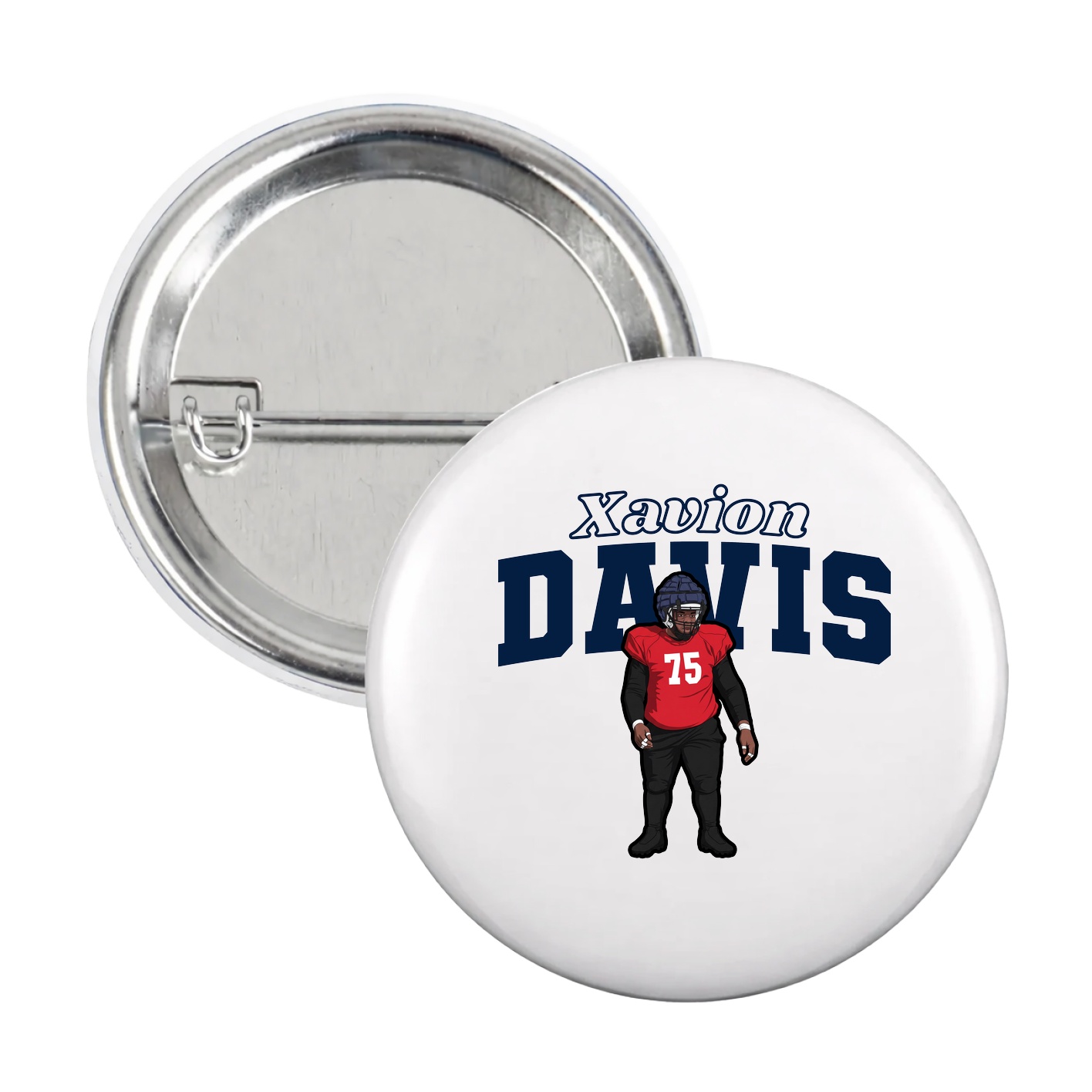 Game Day Button — Name Arch in White