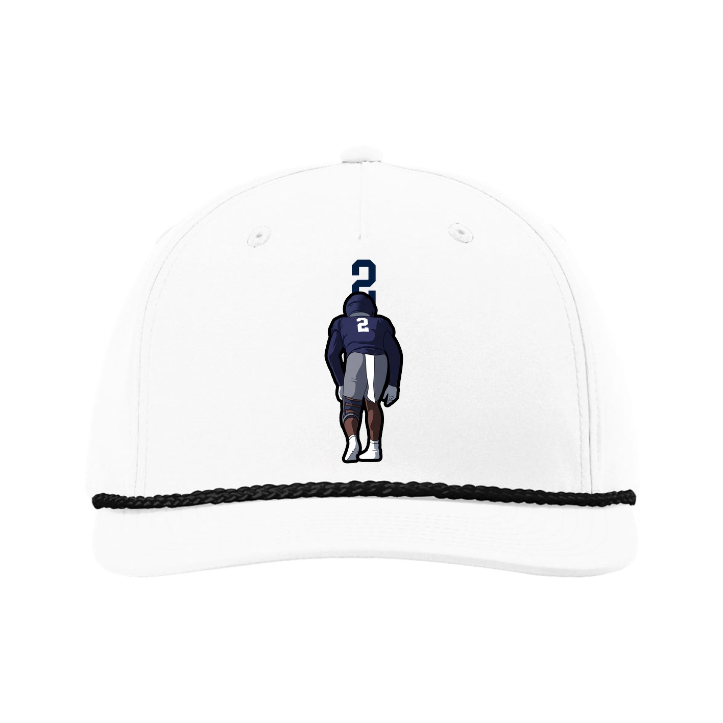Five-Panel Classic Rope Cap — Number Top in White