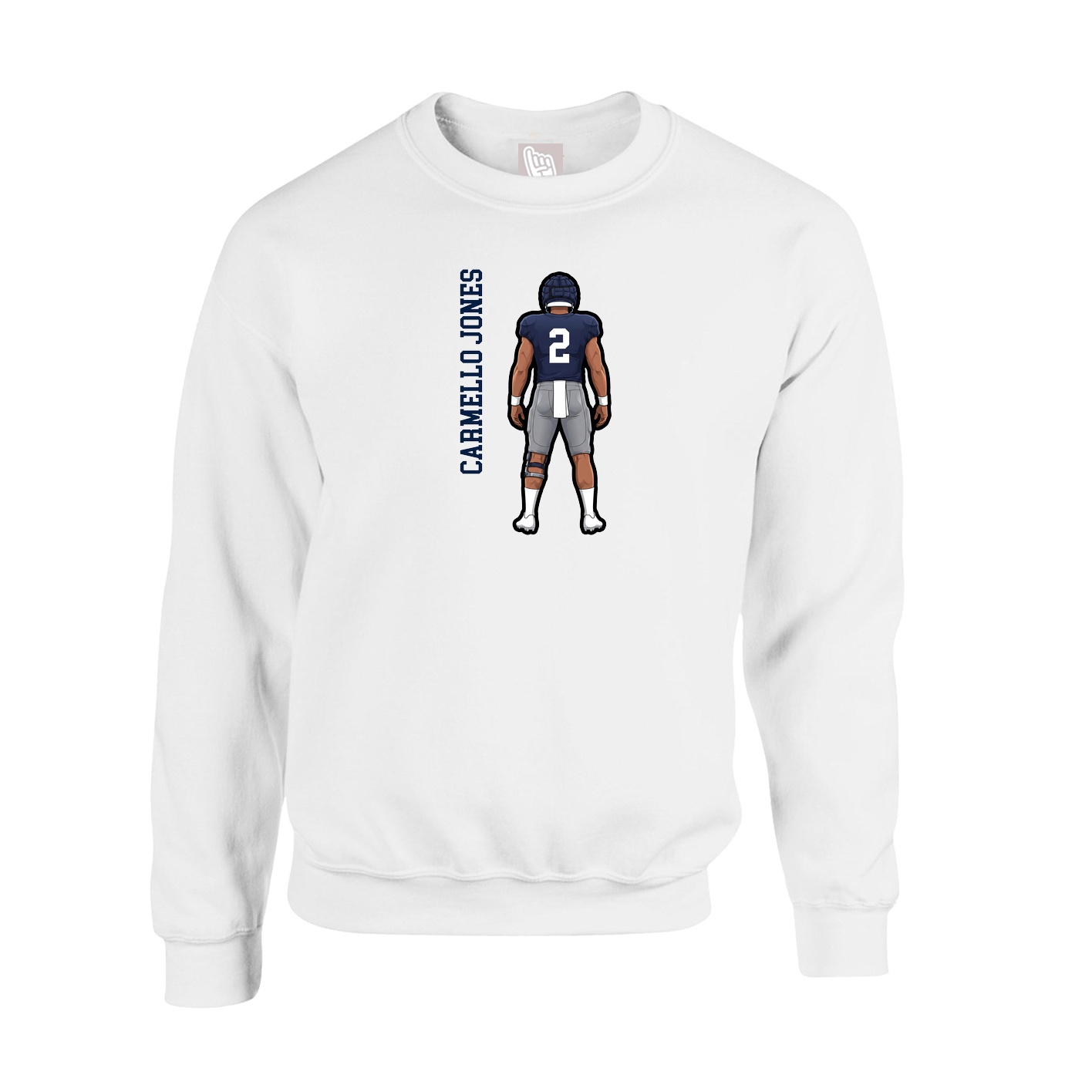 Fleece Crew — Name Vertical in White