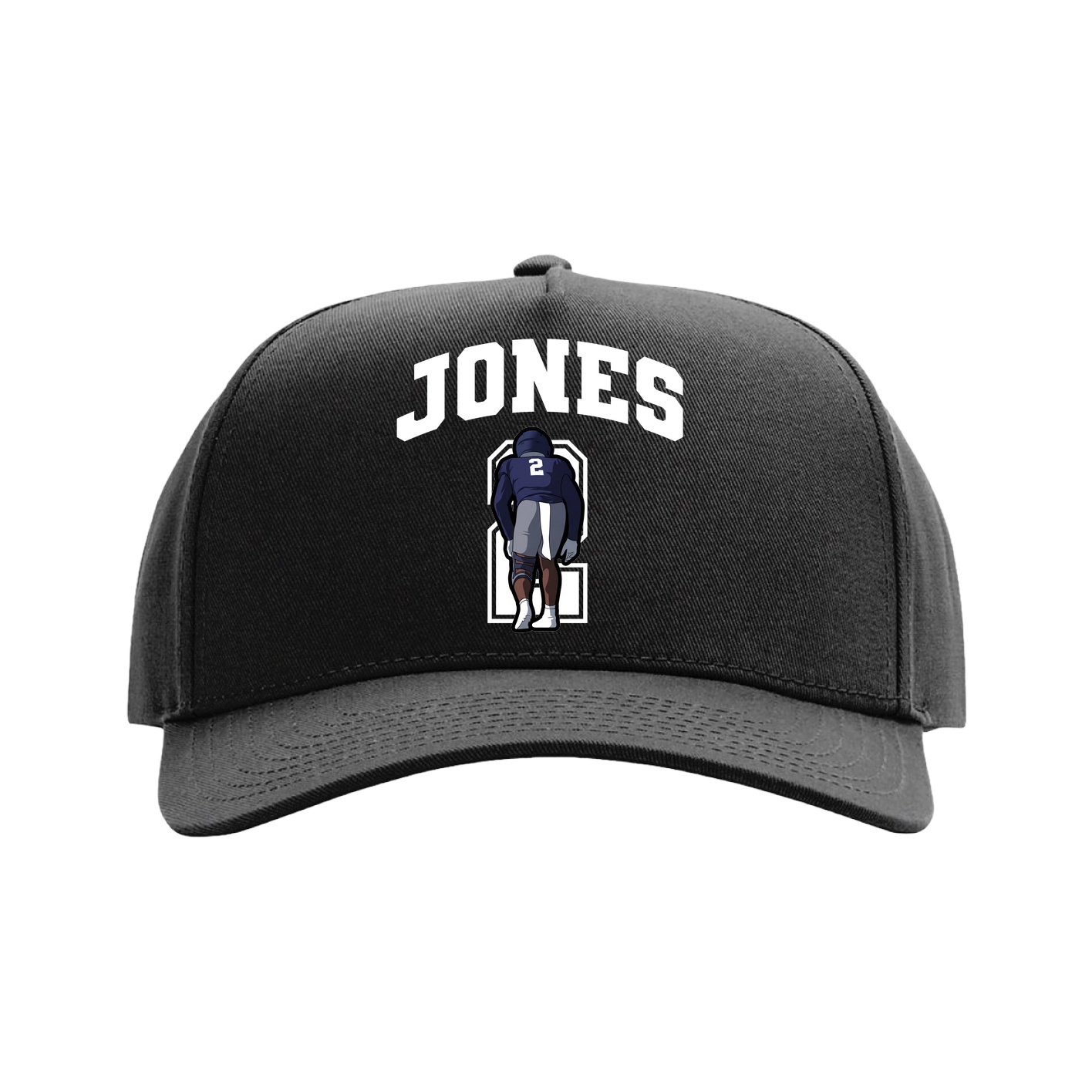 Full Fabric Five-Panel Champ Cap — Number in Black