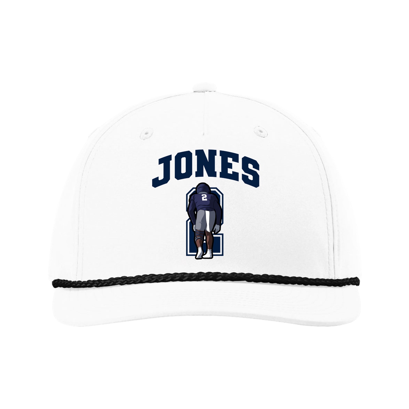 Five-Panel Classic Rope Cap — Number in White