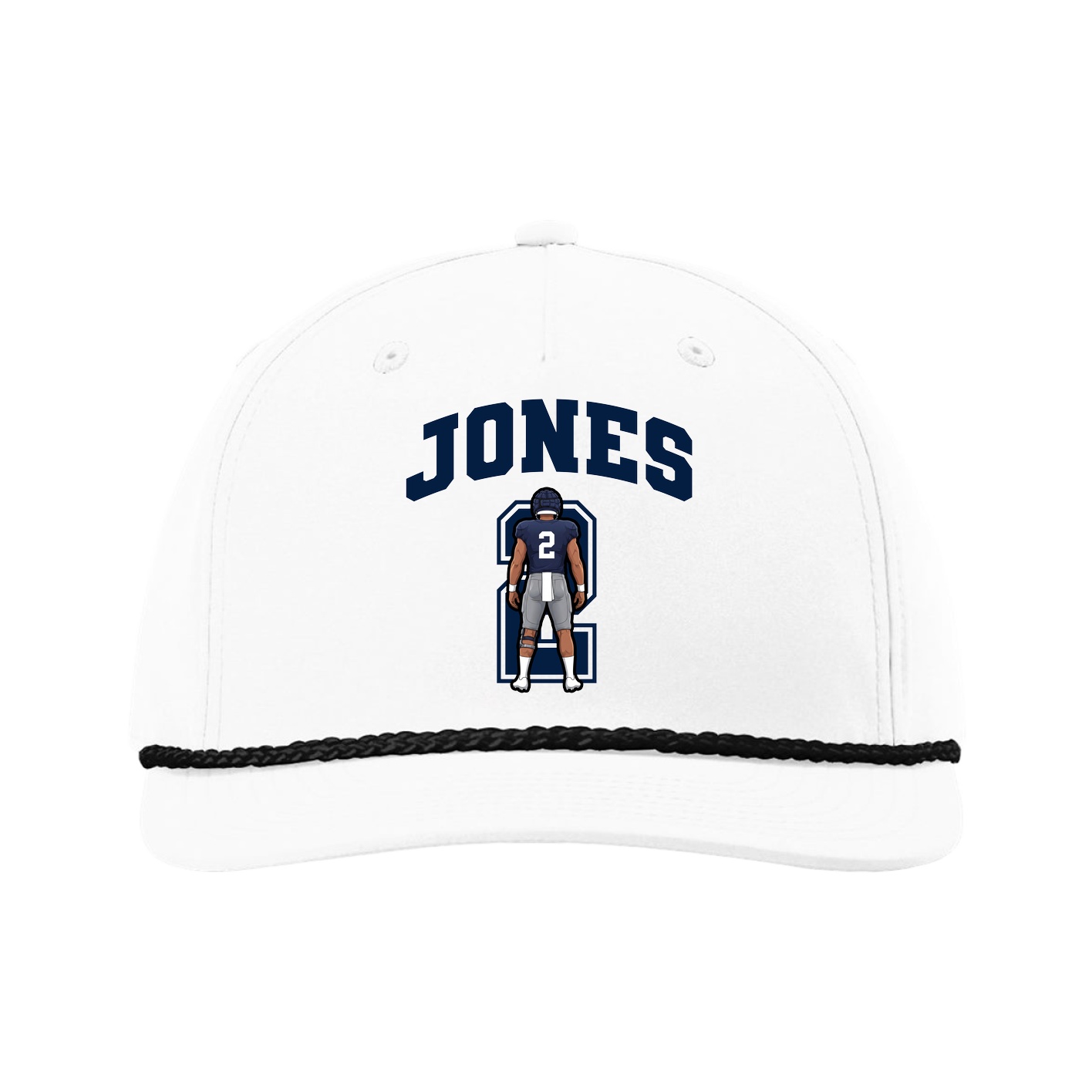 Five-Panel Classic Rope Cap — Number in White